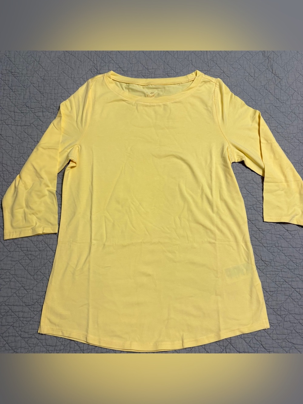 Belle by Kim Gravel TripleLuxe 3/4 Sleeve Boat Neck Top Yellow XXS